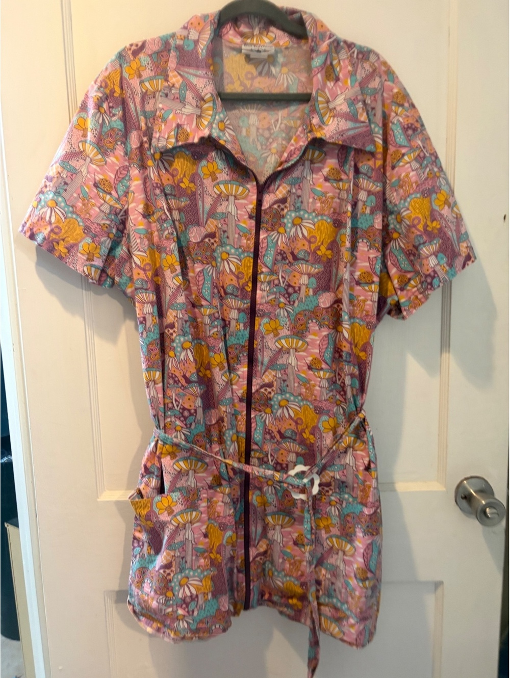 Blue Platypus Mushroom Print Mini Dress